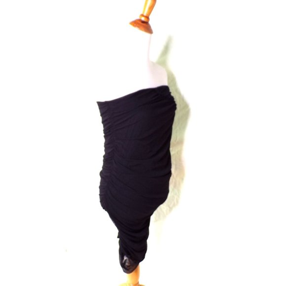 FUZZI Jean Paul Gaultier Bandage Strapless Ruched Mesh Dress Black Large 8-10 - Picture 4 of 9